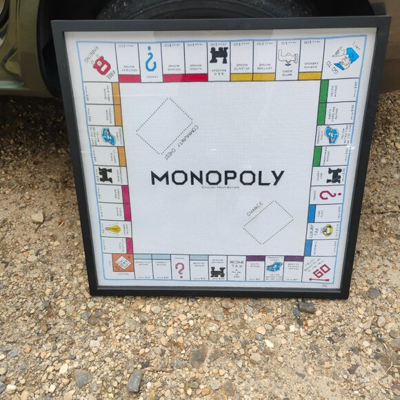 Monopoloy crosstich framed playing board
